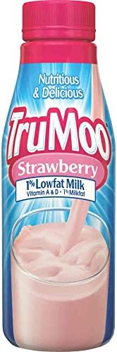 Trumoo Strawberry Ultra Pasteurized 1 Percent Low Fat Milk, 14 Fluid Ounce -- 12 per case.