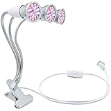Haodude Three-Head LED Plant Growth Desk Lamp, 28W Full Spectrum Plant Grow Light with 360 Degree Flexible Arms, Hydroponic Aquatic Indoor Plants,Spring Clamp Plant Desk Light
