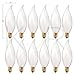 KOR Pack of 12 – 25 Watt Flame Tip Shape Frosted Candelabra Light Bulbs, E12 Base, 120V, Incandescent Dimmable. Warm White Color, 25W for Chandeliers, Pendants, Ceiling Fan and Sconces