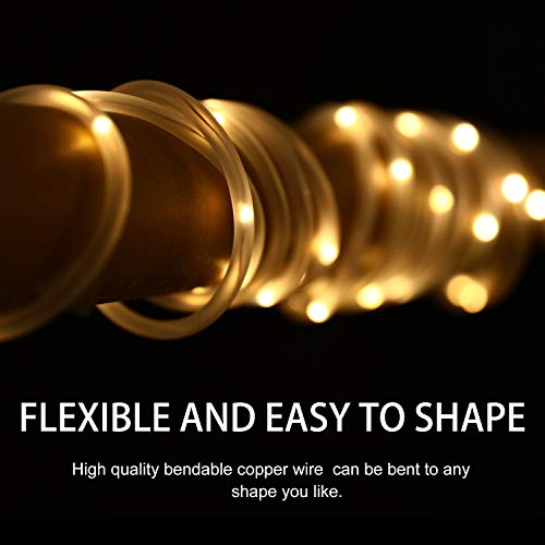 2 Pack Solar Rope Lights Outdoor LED String Lights Decorative Lights for Garden Patio Party Yard Warm White 23FTx2