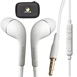 Samsung EHS330 Stereo Handsfree Headset Flat Wired Dual Earbuds With Microphone for Smartphones & Tablets Bundle with Accessory Case