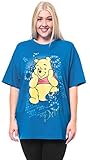Disney Women's Happy Winnie The Pooh T-shirt Plus Size Sky Blue (2X)