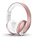 Bluetooth Headphones Over Ear, Mkay Stereo Wireless Headset with Microphone, TF Card and FM Radio for Cellphones Laptop TV (Rose Gold)