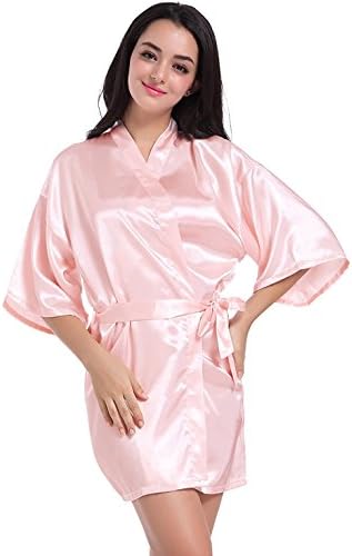 Angeltar Women's Satin Robe Short Kimono Robes Satin Lounge Bridesmaids Lingerie Sleepwear for Wedding Party