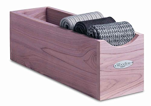 Woodlore Set of 2 Aromatic Cedar Stackable Socks Box for Dresser Drawer holds 6 Pairs at Amazon