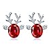 Leewa Gift ! Three-dimensional Christmas Reindeer Antlers Alloy Earings (Red)