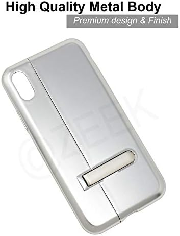 NU-Metal Back Case Cover for iPhone XsMax I Soft Velvet Cushioning Inside I Magnetic Split I Magnetic Stand I Precise Cut Outs - Silver by ZEEK