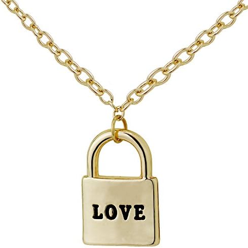 Chen Han jewelry Tiny Love Tag Lock Necklace Pendant Gold Personalized Charm Necklaces For Bridesmaid Gift