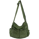 Canvas Messenger Bag Large Crossbody Bag with Multiple Pockets Canvas Shoulder Tote Bag for Women and Men