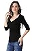 Amstt Women 3/4 Sleeve Ruched Waist Classy V-Neck Casual Blouses Tops Shirts