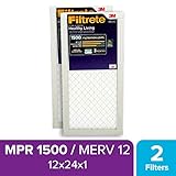 Filtrete Healthy Living Ultra Allergen Reduction AC Furnace Air Filter, MPR 1500, 12 x 24 x 1-Inches, 2-Pack