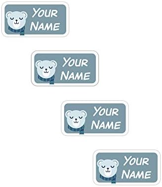 Kids Labels Peel & Stick Waterproof, Durable Personalized Stick-on Clothing Name Labels - 112 Clothing Labels Bear Design