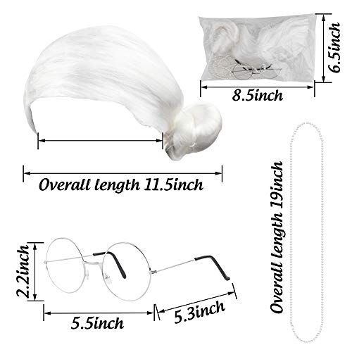 Costume Old Lady Wig, 3PCS Old Lady Cosplay Set Grandma Wig for Halloween Costume White
