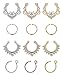 FIBO STEEL 12-16 Pcs Stainless Steel Fake Nose Hoop Ring Septum Clip On Nose Ring Body Piercing Jewelry