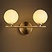 Maso Home, MS-61406 Double Lights Wall lamp, Fashion Simplicity Vintage Industrial Metal Based with Glass Material Shade of Wall lamp, Wall Sconce, Globe Shape (MS-61296)