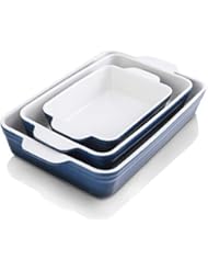 KOOV Bakeware Set, Ceramic Baking Dish Set, Rectangular Casserole Dish Set, lasagna Pan, Baking Pans Set for Cooking, Cake Dinner, Kitchen, 9 x 13 Inches, 3-Piece (Set of 3, Gradient Blue)