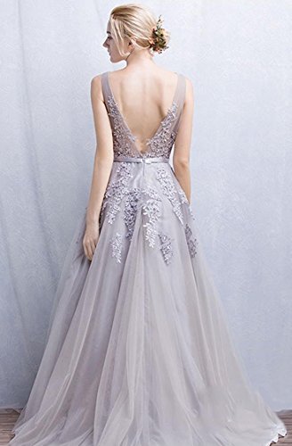 Babyonline-Damen-Rckenfrei-Spitze-Tll-Abendkleid-Lang-Ballkleid-Hochzeit-Brautjungfernkleid-mit-Trger