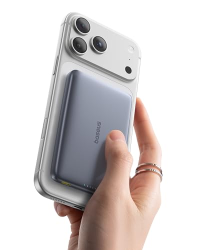 Baseus Picogo AM41 Power Bank, 10000mAh Qi2 Magsafe Powerbank 15W Wireless, Ultra Slim, PD 27W Schnellladung, Magnetische Externe Batterie für iPhone