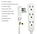 BindMaster 15 Feet Extension Cord/Wire, 3 Prong Grounded, 3 outlets, Angeled Flat Plug, White (3 Pack)