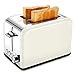 Toaster 2 Slice, Retro Small Toaster with Bagel, Cancel, Defrost Function, Extra Wide Slot Compact Stainless Steel Toasters for Bread Waffles, Cream