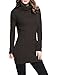Rocorose Women's Strechable Elegant Turtleneck Ribbed Long Sweater Deep Coffee M