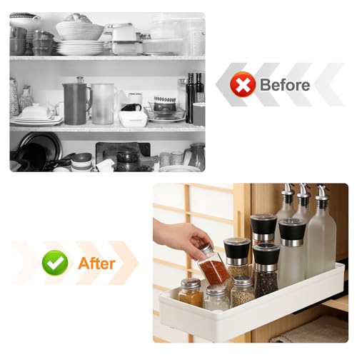 VINATO Removable Drawers for Kitchen, Removable Drawers for Cabinets – 37.5 x 13 x 5 cm, Removable Cupboard Tray, Removable Kitchen Organizer, Mounting with Adhesive Tape or Screws