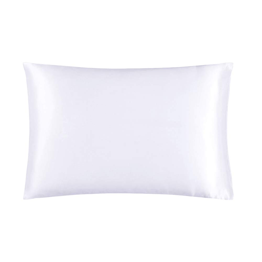Mommesilk Mulberry Silk Pillowcase for Hair 19 Momme Housewife Charmeuse 100% Pure Silk 40x80 cm White