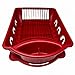Heavy Duty Sturdy Hard Plastic Sink Set With Dish Rack With Drainer & Drainboard,Easy to Clean With Snap Lock Tab Cup Holders for Home Kitchen Sink Organizers-S,M,L-Made in USA(Red Medium Dish Rack)