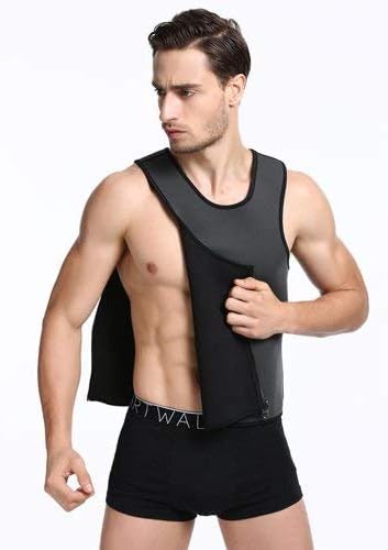 AICONL Men's Sauna Sweat Waist Trainer Vests Weight Loss Slim Neoprene Workout Zip Side