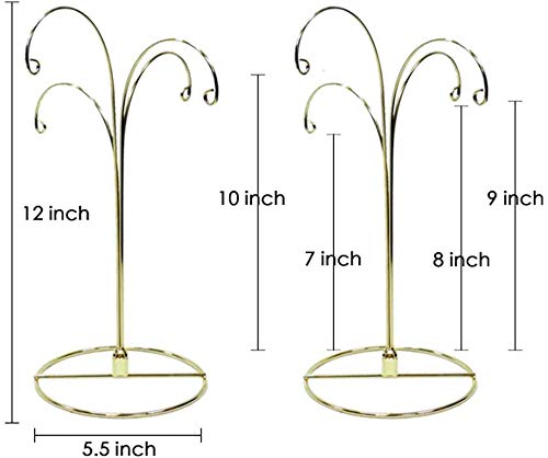 HOHIYA Ornament Display Stand Holder Christmas Hanger Hook 4 Arms 12inch Gold 2pcs - Image 3