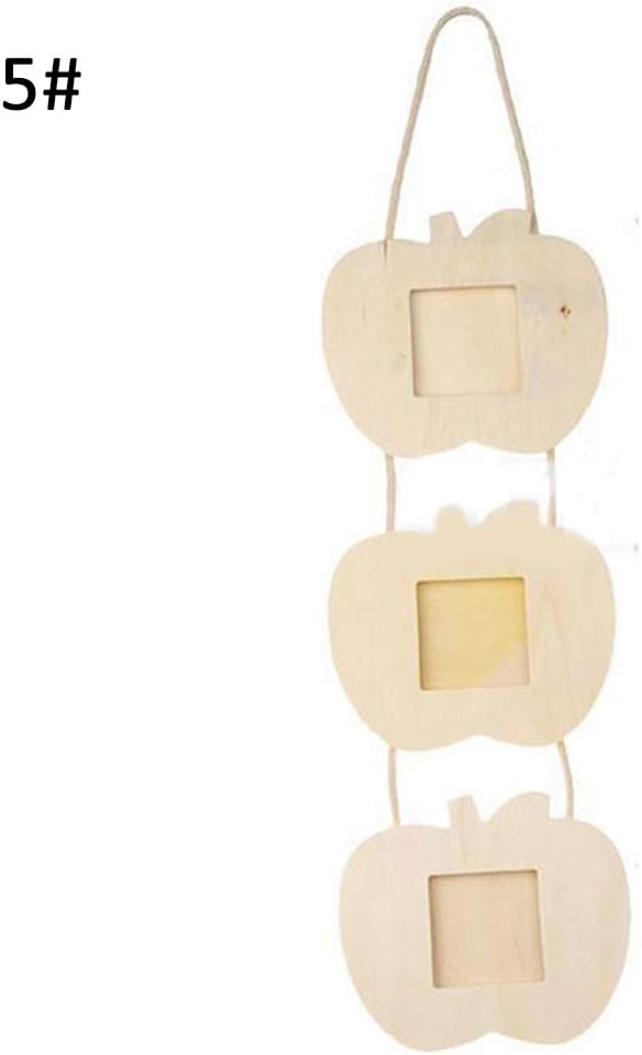 lamta1k 3 Pockets Wooden Love House Star Flower Apple Hanging Photo Frame HomeHigh Quality and Practicality Decor - Apple*