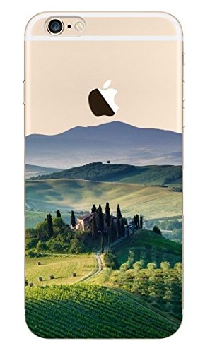iPhone 6 Plus/6S Plus Case (5.5 inch),Blingy'sÂ® New Scenic Design Half Transparent Clear Slim Rubber TPU Case for iPhone 6 Plus/6S Plus (Green Pastures)