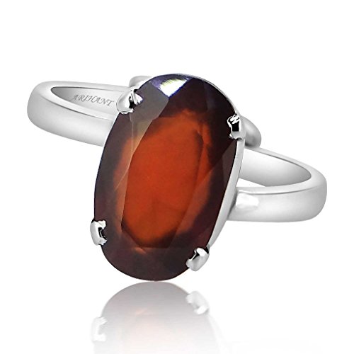Arihant Gems & Jewels4.25 to 12.25 Ratti Adjustable Hessonite Garnet (Gomed) Ring with 925 Sterling Silver | Astrological Gemstone | Positive Effects | Unisex, Suitable for Men & Women