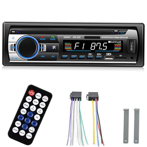 Chasinglee Autoradio Bluetooth - 1 DIN - 2x60W - Funzione AUX, lettore MP3 e doppia porta USB, suono stereo FM, chiamate in vivavoce, uscite RCA, tasti illuminati RGB, iOS e Android