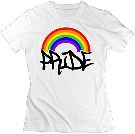 AKKK47 Women's Soft Gay Pride Rainbow T Shirt White L