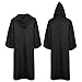 Jila Men Tunic Hooded Robe Cloak Knight Gothic Fancy Dress Halloween Masquerade Cosplay Costume Cape (M, Adult Black)