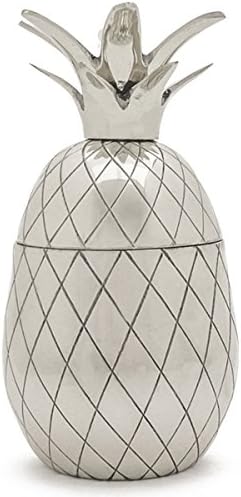 Pineapple Cocktail Shaker - Pineapple Tumbler in Gold, Bronze, or Silver - 12 oz Bar Shaker - Vintage Cocktail Shaker - Pineapple Tumbler - Tiki Mug Mason Martini Shaker in Gift Box (Silver)
