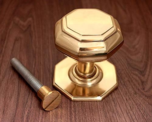 Quality Solid Brass Large Octagonal Centre Door Knob Pull Polished Brass 80mm