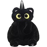 Ueeksry Cute Plush Black Cat Backpack, Stuffed Animal Backpack, Cute Cartoon Plush Bag for Girls Women