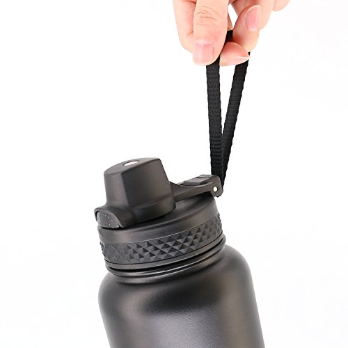 TOPOKO Quick Release Wide Mouth Lid Fits All Wide Mouth Bottles, Leakproof With Rope Handle