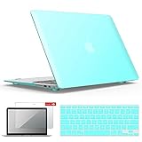 iBenzer Basic Soft-Touch Series Plastic Hard Case, Keyboard Cover, Screen Protector for Apple Macbook Air 13-inch 13" A1369/1466, Turquoise