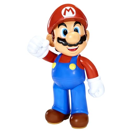 Nintendo Super Mario 50 cm große Figur, in viele Verschiedene Positionen beweglich mit 11 Gelenkpunkten. Perfekt für Super Mario-Fans und -Sammler, ab 3 Jahren geeignet