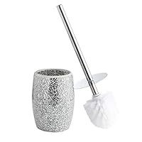 Whole Housewares Bathroom Accessories Toilet Brush Set - Toilet Bowl Cleaner Brush and Holder (Silver)