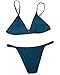 CUPSHE Women's Solid Color Back Hook Bikini Set Beach Swimwear Bathing Sui (L, Dark Blue)
