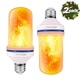 Omicoo LED Flame Effect Light Bulb (2 Pack), 4 Modes Flame Light Bulbs with Gravity Sensor, E26 A19 Base, Vintage Flame Bulb for Atmosphere Festival Christmas Decoration