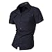 jeansian Men's Casual Slim Fit Short Sleeves Dress Shirts Tops 8360