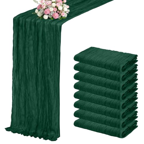 8 Pack Emerald Green Cheesecloth Table Runner 17x108 Inch Boho Gauze Fabric at Amazon