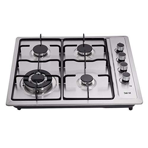 Delikit 24 Inch Gas Cooktop Dual Fuel Sealed 4 Burners Stainless Steel