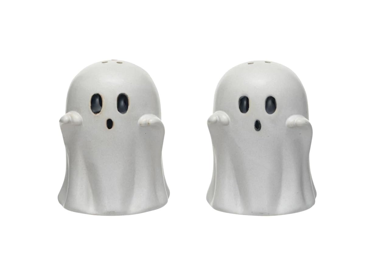Photo 1 of The Bridge Collection 3" Halloween Stoneware White Ghost Salt & Pepper Shakers - Fall Ghosts Salt & Pepper Shaker Set- Kitchen Accessories