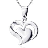 925 Sterling Silver Jewelry Double Heart Pendant Necklace for Women, 18
